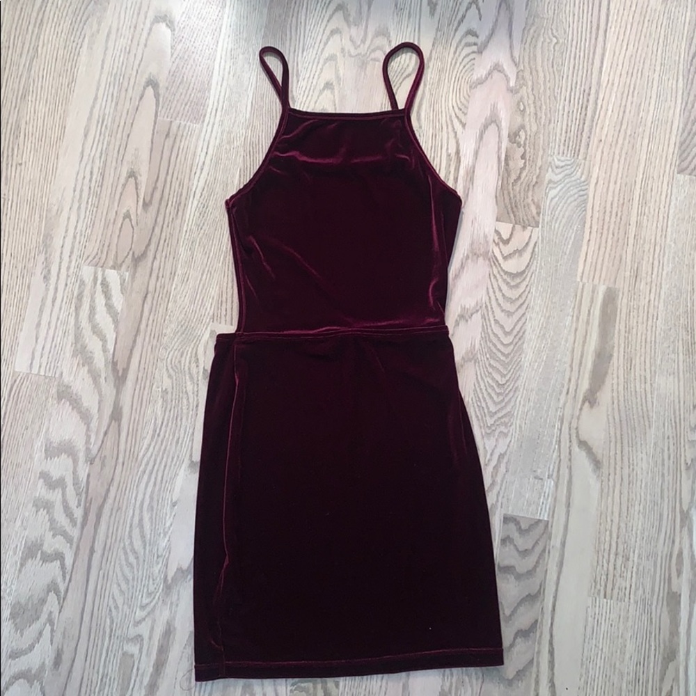 Dark Red Velvet Misguided Mini-Dress